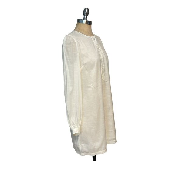 BANANA REPUBLIC Dress Ecru Ivory Long Puff Sleeve Woven Button Up Shift XS - Picture 2 of 4